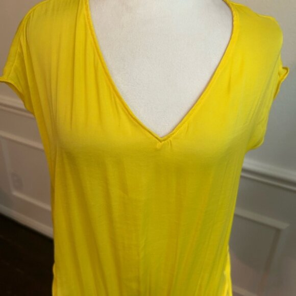 Naked Zebra Yellow V-Neck Women's Top, Size Small - Picture 3 of 4